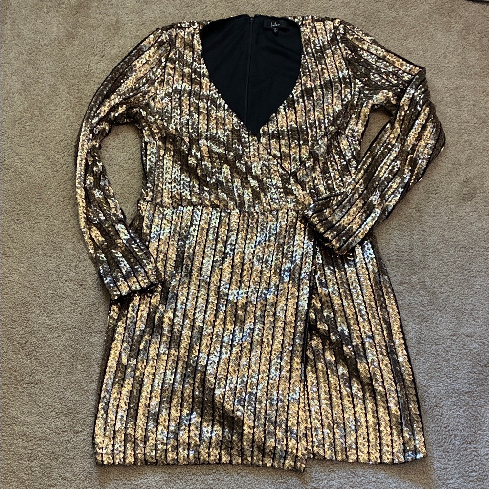 ✨ LULUS Drama Maker Gold & Silver Sequin Mini Dress - XL